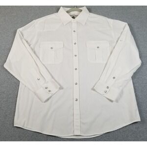 Coevals Club Western Shirt Men L Large White Sheer Pearl Snap Long Sleeve Cowboy